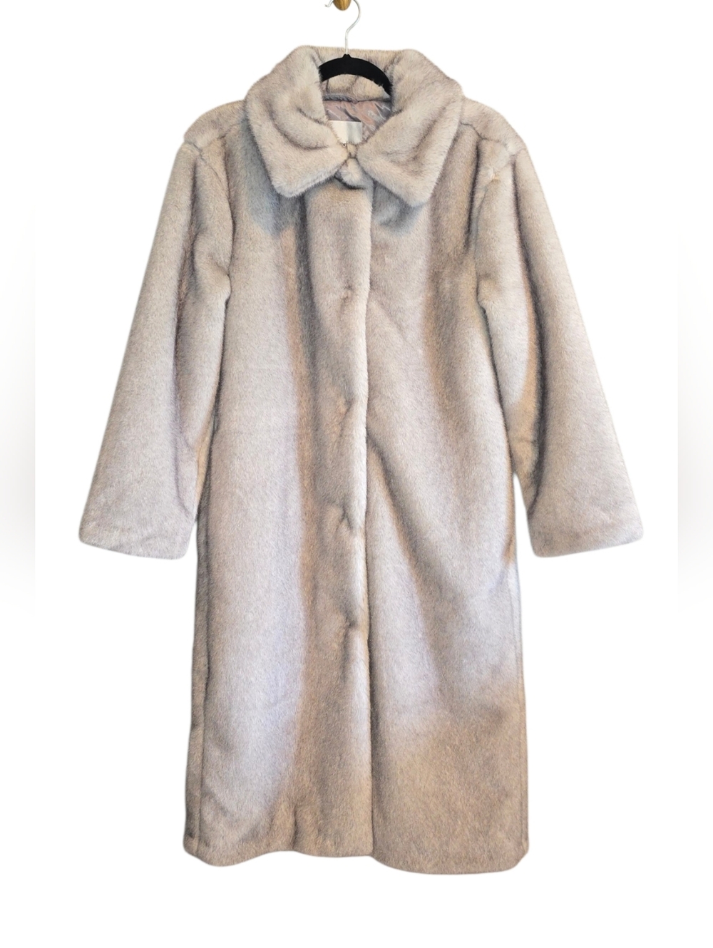Abercrombie & Fitch Faux Fur Maxi Coat Size Small Gray NWOT - Picture 2 of 11
